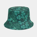 Donkergroene omkeerbare vissershoed met klaverprint voor zonbescherming buiten - Eén maat / Tie-Dye Klaver Omkeerbaar