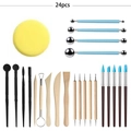 Complete 24-piece professional pottery clay sculpting tool set with yellow sponge - 24-piece Set Of Clay Tools A Best-selling Item Across Borders