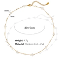 18K gold plated stainless steel clover necklace with white shell inlay details - White Shell Clover Gold Necklace (XL237 White Shell Gold Bracelet)