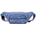 Sac banane en nylon bleu à motif éclaboussures avec plusieurs poches et bandoulière - Style 4 Bleu