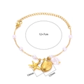 Pulsera dorada de acero inoxidable con estrella de mar, concha y perlas finas - Pulsera de Perlas Elemento Océano B1659