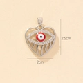 Silver evil eye heart pendant with colorful enamel and sparkling zircon accents - Silver Heart Evil Eye Openwork Pendant (20-4)