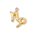 Polished 18K gold plated stainless steel Capricorn zodiac pendant with top hanging ring - Capricorn