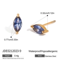 Gold Blue Marquise Gemstone Stud Earrings (JDE0212023-9)