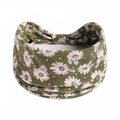 Olivgrünes Boho-Stirnband mit Gänseblümchen-Print und elegantem Knotendetail - Olivgrün Weiß Gänseblümchen Twist(#184)