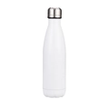 White 304 stainless steel sports water bottle with a silver screw cap and large capacity - 500ml / White
