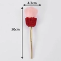 Detail showing 20cm rose makeup brush dimensions with pink bristles and red rhinestones - Red Rhinestone Gold Handle Light Pink