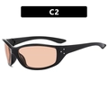 Gafas de sol de ciclismo Y2K con montura negra y lentes naranjas y remaches plateados - Montura Negra Lentes Marrón Claro