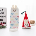 White coral fleece socks with rabbit ears and heart patterns in a red Christmas gift box - Red Box White Heart Rabbit