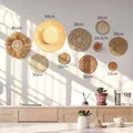 10-piece Nordic rattan wall decor set with natural corn husk and bamboo weaving - Best-seller F Combo (10-Piece with Hat)