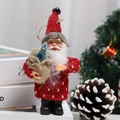 Standing Santa Claus plush doll with red knitted sweater and burlap gift bag decoration - Standing Red Polka Dot Clothing