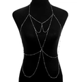 Multi-layer silver body chain jewelry with sparkling beads on black mannequin - 230630 Body Chain-Silver