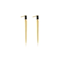 Orecchini in argento S925 con pietre nere e pendenti conici dorati in stile moderno - Argento S925/Placcato oro 18 carati / Oro con pietra nera