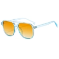 Oversized aviator sunglasses with transparent blue frame and yellow gradient lenses - Transparent Blue Frame Orange Lens