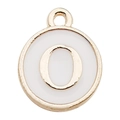 White enamel letter O pendant with gold metal plating for DIY bracelets and jewelry - Letter O / 1 Piece (12x14mm) / White