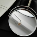 Elegant titanium steel necklace featuring a single natural white pearl pendant for women - White Big Pearl Silver Tone Necklace
