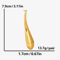 Detailed view of large gold teardrop earrings with measurements 7.9cm length and 1.7cm width - Gold