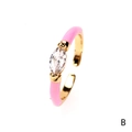 Gold adjustable ring with pink enamel detail and centered marquise-cut zircon gemstone - Marquise / Pink