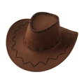 Sombrero de vaquero occidental marrón oscuro con ala ancha y costuras negras decorativas - Adulto 58CM / Café Medio