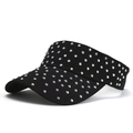 Fashionable black sun visor hat with colorful rhinestones for outdoor sun protection - Adult / Multi-color Zirconia Style