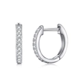 Boucles d'oreilles créoles en argent sterling S925 avec pavé de zircons étincelants - Argent 925 / Or Blanc