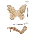 Wooden butterfly Christmas ornament with twine, laser-cut design, 3.07 x 2.48 inches size - Butterfly / 10 Pieces Pack