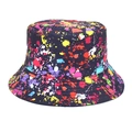 Detailed view of colorful graffiti splash pattern on durable black canvas bucket hat fabric - M (56-58cm) / Colorful Irregular Splatter - Black Base (2#)