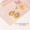 Detail of rose gold tulip flower charms with 16x23mm dimensions for DIY jewelry making - Style 14 Pink Round Rose Gold