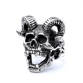 Anello teschio ariete punk gotico in acciaio inossidabile argento vintage da uomo - US 7 / Colore Acciaio (11305)