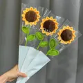 Handmade crochet sunflower bouquet set of three with yellow yarn and white packaging - Medium Sunflower Bouquet