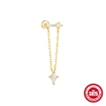 Boucles d'oreilles clous en argent S925 doré avec zircon cerf-volant et chaîne gland - Or #15