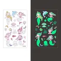 Luminous mermaid tattoos for kids featuring glowing dolphins and ocean patterns in the dark - Cartoon Mix Style (WS-K96)
