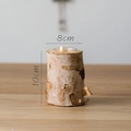 Natural birch wood candle holder 8x10cm with glass cup for rustic decor - Birch Wood Candle Holder 10cm