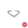 Adjustable S925 sterling silver ring featuring a minimalist V-shaped bead design - V-Shape Beaded