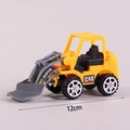 Yellow toy loader cake topper with movable bucket and 12cm inertial wheel design - Yellow Bulldozer No.6