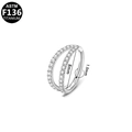 ASTM F136 titanium double layer clicker ring with clear zircon stones in 8mm silver finish - 8mm / Silver Double Layer Rhinestone