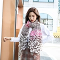 Leopard print scarf with pink floral elements in soft lightweight chiffon fabric - Broken Leopard Pink