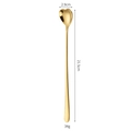 Golden heart-shaped long handle stainless steel spoon with 21.5cm length measurement - Long Handle (21.5cm) / Gold