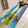Absorbent flannel rectangular runner rug with tropical palm tree and lake landscape print - 40x60cm / Tropical Lake (Style 4)