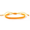 Handmade woven adjustable bracelet in vibrant orange with silver bead accents - Orange