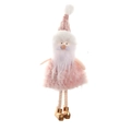 Ciondolo gnomo di Natale rosa e bianco con cappello a maglia e stivali d'oro - Ciondolo Berretto in Maglia Rosa Babbo Natale