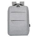 Gray 15.6 inch business laptop backpack with USB port and fabric texture finish - Double Zipper USB / Gray