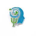 Psychology Psi symbol lapel pin in blue and green enamel finish on white background - Psychology Symbol Psi