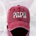 Berretto da baseball in cotone lavato bordeaux con ricamo PAPA bianco e silhouette - Borgogna