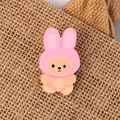 Cute acrylic bear brooch with pink bunny hood, stylish badge for bags and clothes - Rabbit Ear Bear
