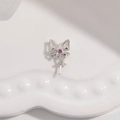 Detailed silver butterfly pendant setting with a pink gemstone and a needle base for DIY - Style D / White Gold