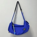 Electric blue fitness gym bag with neon yellow zipper pull and durable nylon fabric - Blue + Green Lanyard