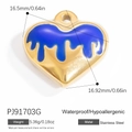 Blue heart butterfly oil drop pendant in 18K gold stainless steel for DIY jewelry - Blue Heart (PJ91703G)