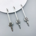 Three futuristic sci-fi antique silver alloy sword charms with mechanical details - 11x59mm Mechanical Spear/Antique Silver