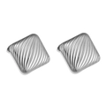 Orecchini quadrati in acciaio inossidabile con trama a onde in finitura argento - Quadrato a Righe Acciaio / Acciaio Inossidabile Originale